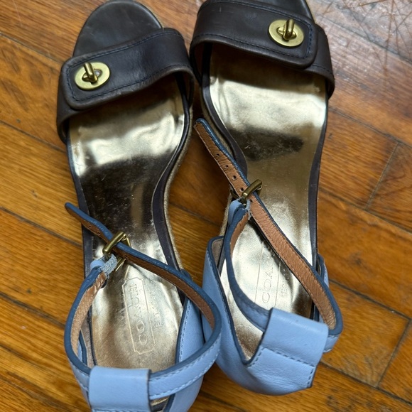 Brown Leather Wedge Sandals with Ankle Strap - Picture 9 of 12